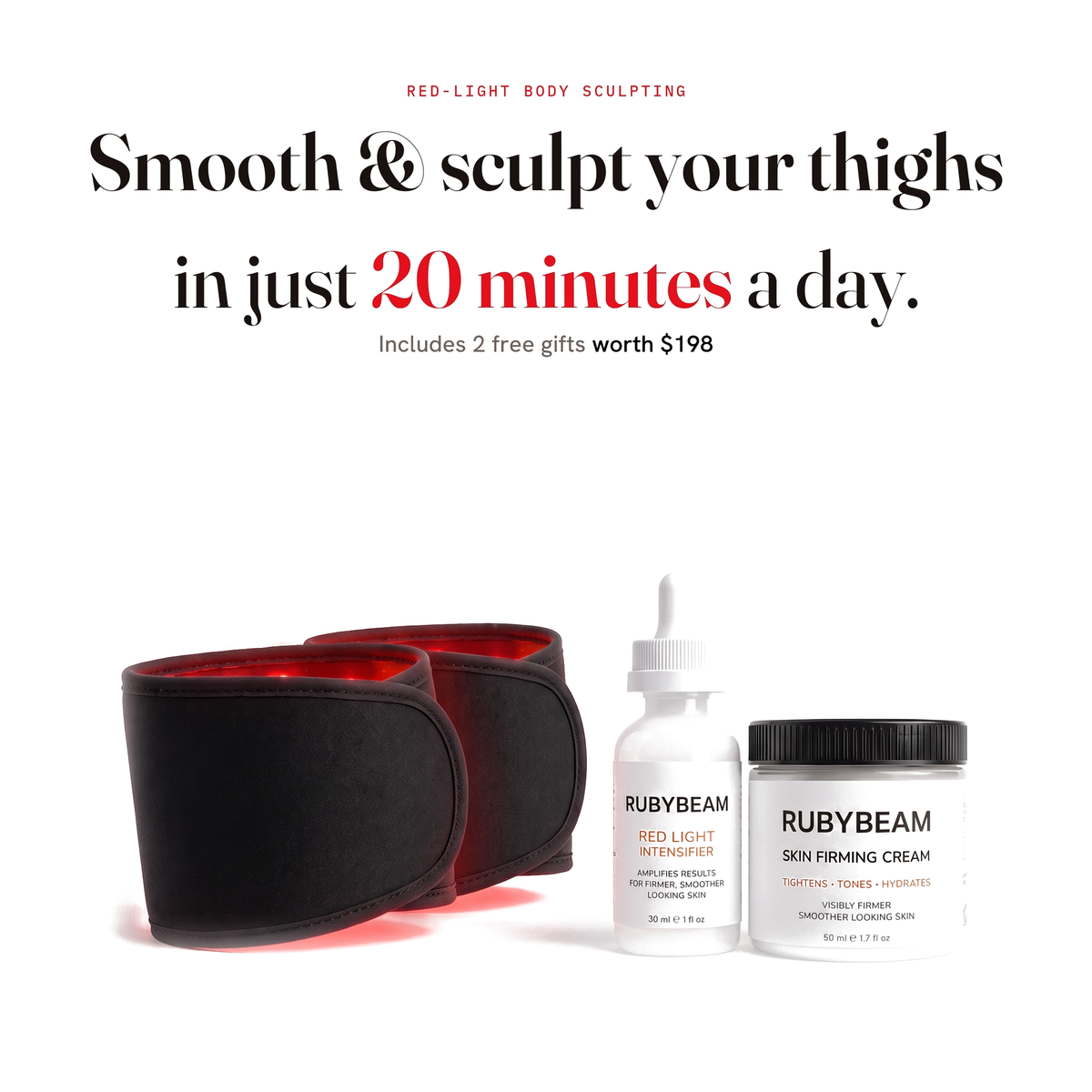 Smooth & sculpt your thighs in 20 minutes a day — RubyBeam thigh band + 2 free gifts