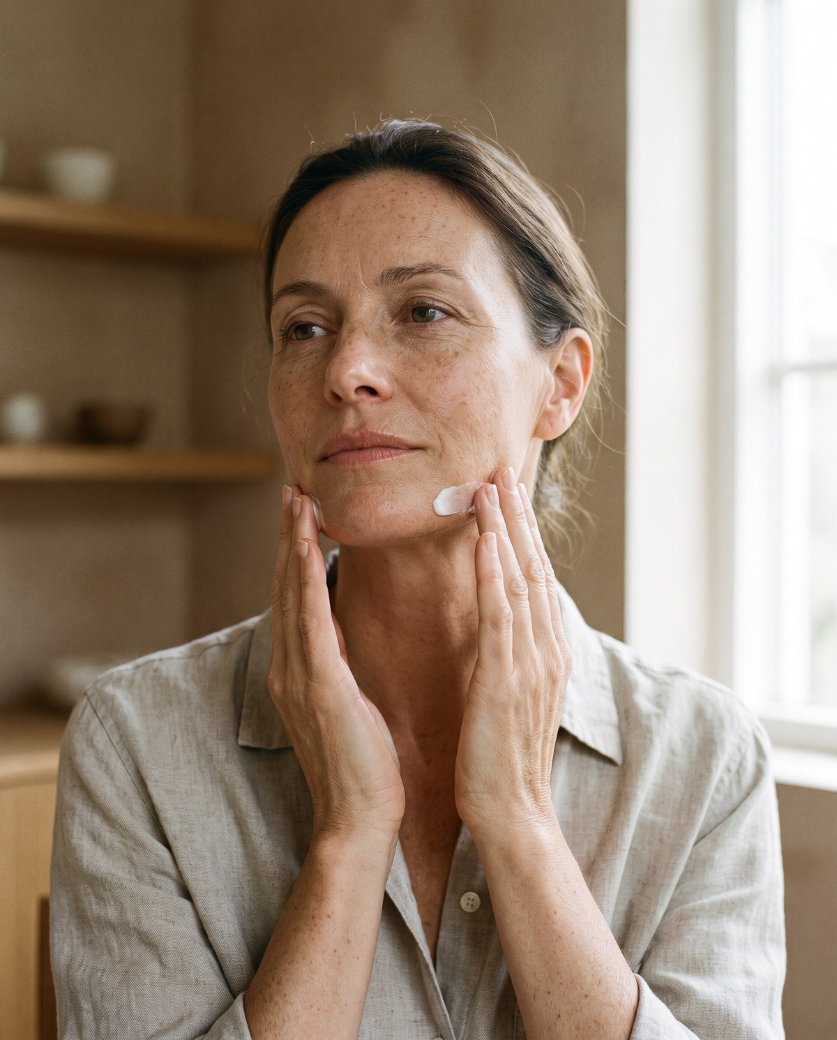 Smoothing on the RubyBeam Skin Firming Cream