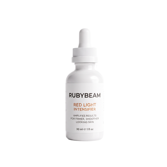 RubyBeam Red Light Intensifier Serum on a pure white background